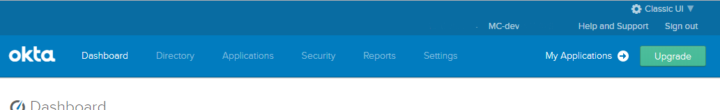 Okta Administration Panel